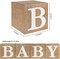 Baby Boxes with Letters for Baby Shower, 4pcs Rustic Farmhouse Style Boho Balloon Boxes with Burlap Grain for Birthday Gender Reveal Decoration Backdrop Photo Props